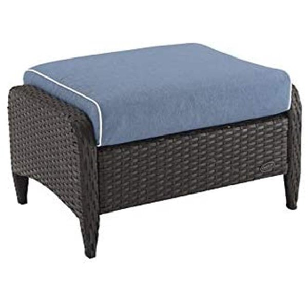 Terraza Kiawah Outdoor Wicker Ottoman, Blue & Brown TE2613717